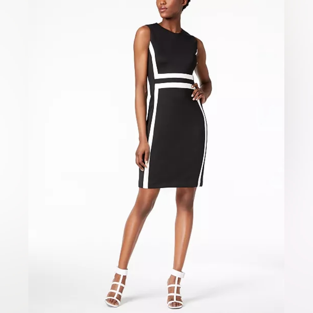 Calvin Klein Black and White Sheath Dress -  Size 6